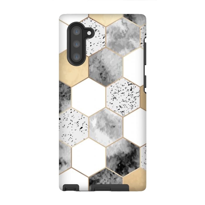 Galaxy Note 10 StrongFit Grey Marble and Watercolour Polygons by ArtsCase