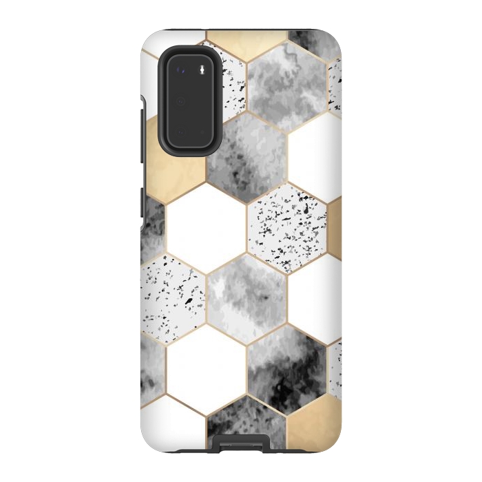 Galaxy S20 StrongFit Grey Marble and Watercolour Polygons by ArtsCase