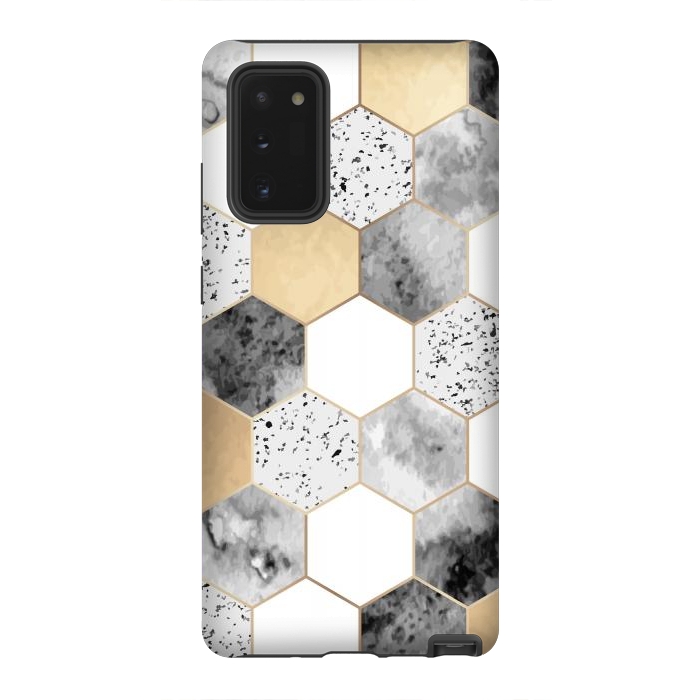 Galaxy Note 20 StrongFit Grey Marble and Watercolour Polygons by ArtsCase