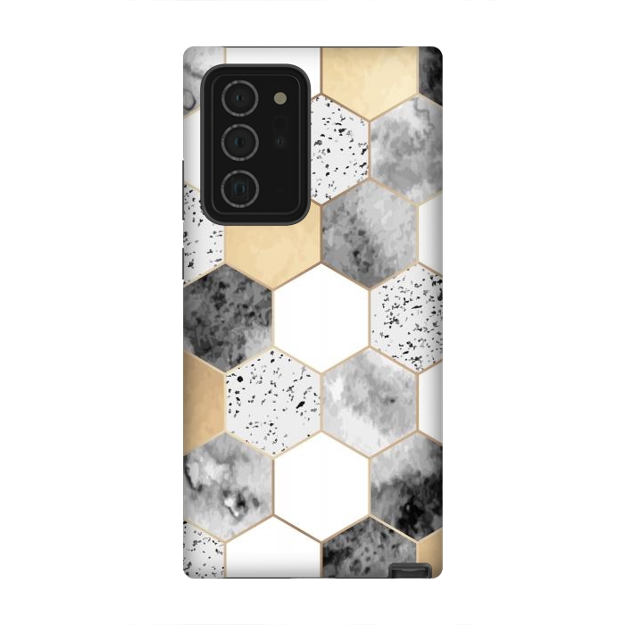Galaxy Note 20 Ultra StrongFit Grey Marble and Watercolour Polygons by ArtsCase