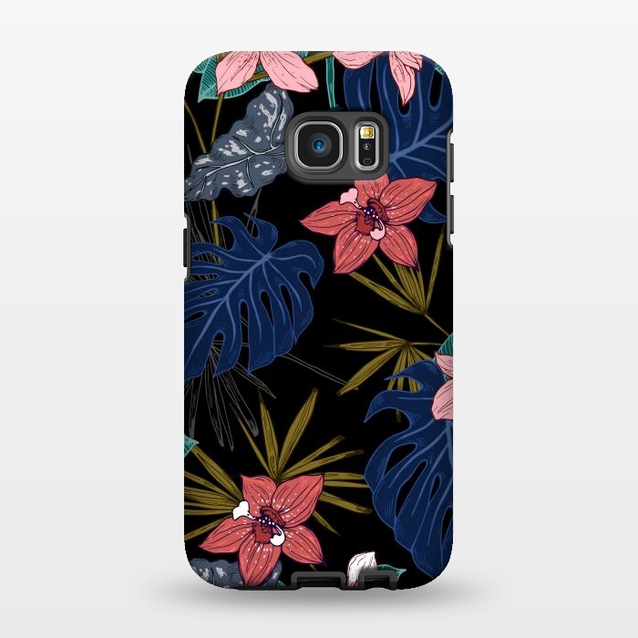Galaxy S7 EDGE StrongFit Tropical Plants, Flowers and Leaves Seamless Pattern 12 by ArtsCase