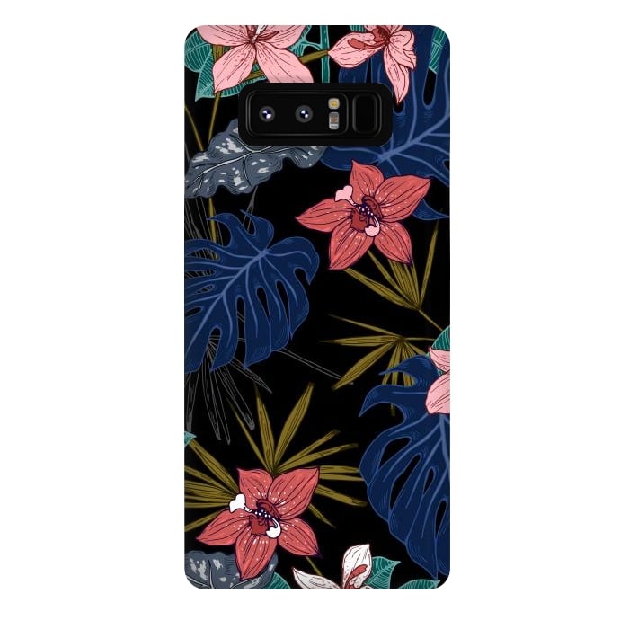 Galaxy Note 8 StrongFit Tropical Plants, Flowers and Leaves Seamless Pattern 12 by ArtsCase