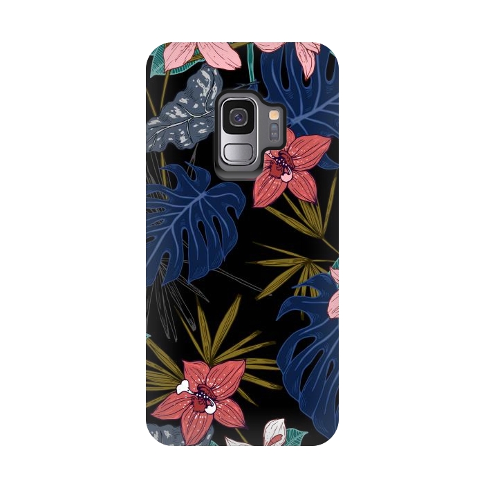 Galaxy S9 StrongFit Tropical Plants, Flowers and Leaves Seamless Pattern 12 by ArtsCase