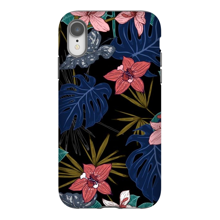 iPhone Xr StrongFit Tropical Plants, Flowers and Leaves Seamless Pattern 12 by ArtsCase