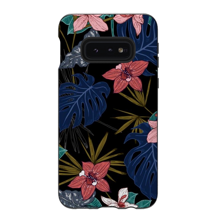 Galaxy S10e StrongFit Tropical Plants, Flowers and Leaves Seamless Pattern 12 by ArtsCase