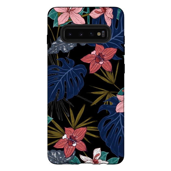 Galaxy S10 plus StrongFit Tropical Plants, Flowers and Leaves Seamless Pattern 12 by ArtsCase
