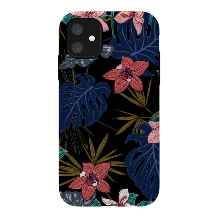 iPhone 11 StrongFit Tropical Plants, Flowers and Leaves Seamless Pattern 12 by ArtsCase
