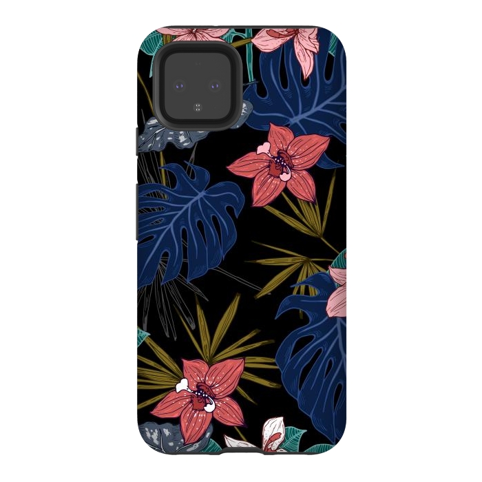 Pixel 4 StrongFit Tropical Plants, Flowers and Leaves Seamless Pattern 12 by ArtsCase