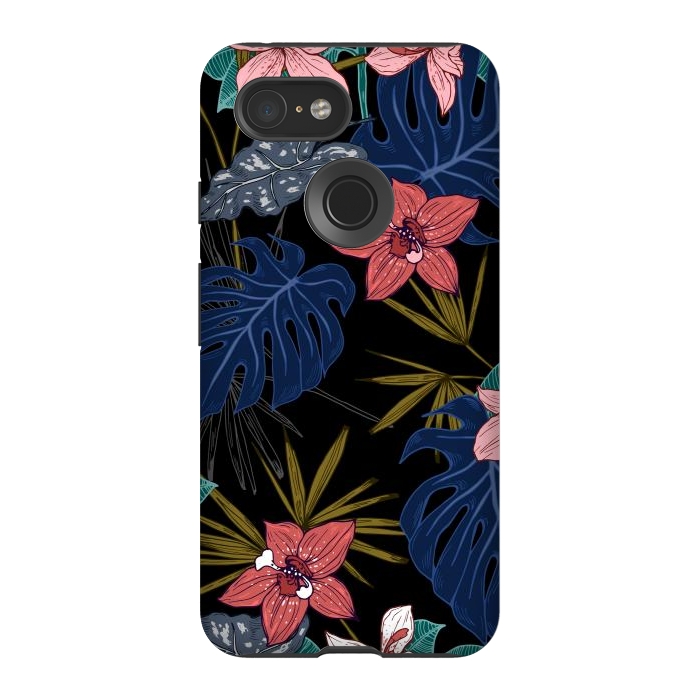 Pixel 3 StrongFit Tropical Plants, Flowers and Leaves Seamless Pattern 12 by ArtsCase