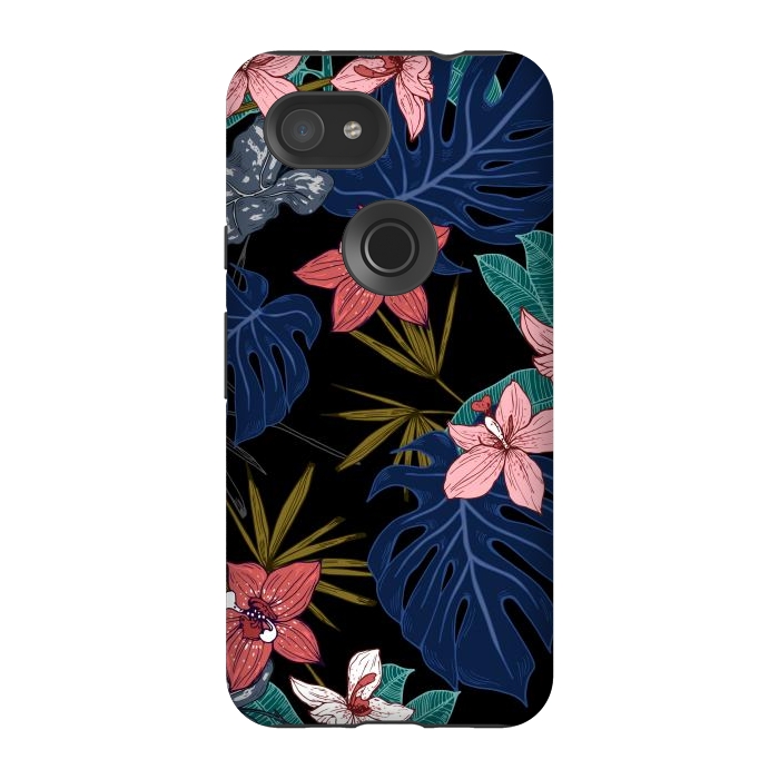 Pixel 3A StrongFit Tropical Plants, Flowers and Leaves Seamless Pattern 12 by ArtsCase