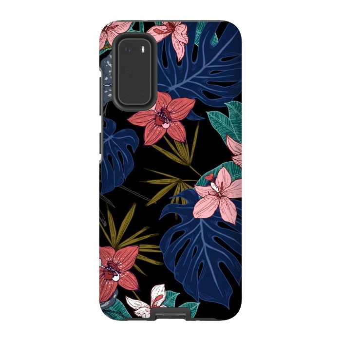 Galaxy S20 StrongFit Tropical Plants, Flowers and Leaves Seamless Pattern 12 by ArtsCase