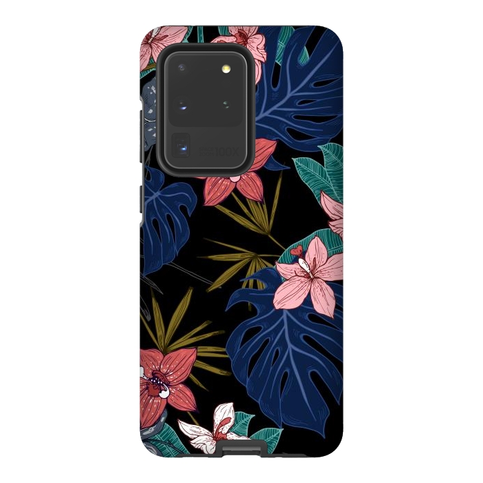 Galaxy S20 Ultra StrongFit Tropical Plants, Flowers and Leaves Seamless Pattern 12 by ArtsCase