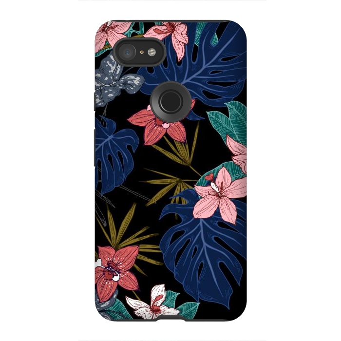 Pixel 3XL StrongFit Tropical Plants, Flowers and Leaves Seamless Pattern 12 by ArtsCase