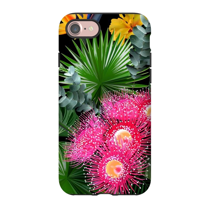 iPhone 7 StrongFit Tropical Flowers and Leaves, Seamless Pattern by ArtsCase