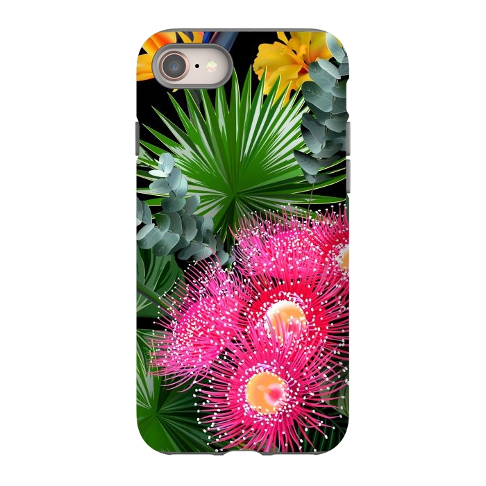 iPhone 8 StrongFit Tropical Flowers and Leaves, Seamless Pattern by ArtsCase