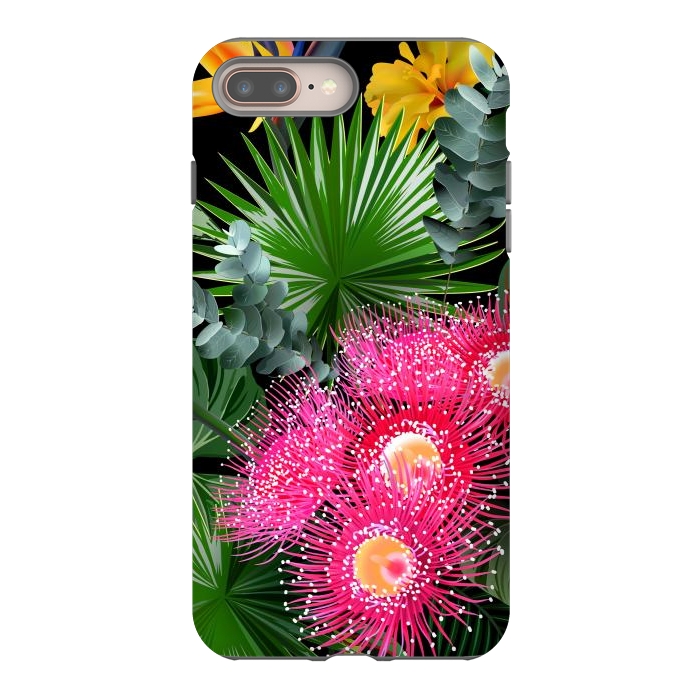 iPhone 8 plus StrongFit Tropical Flowers and Leaves, Seamless Pattern by ArtsCase