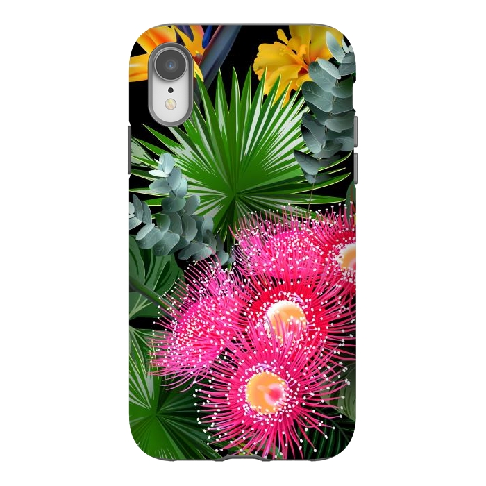 iPhone Xr StrongFit Tropical Flowers and Leaves, Seamless Pattern by ArtsCase