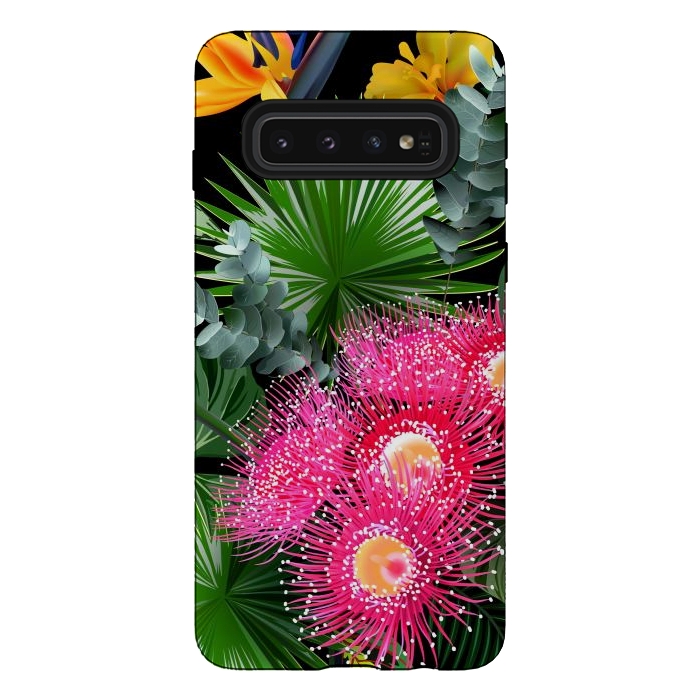Galaxy S10 StrongFit Tropical Flowers and Leaves, Seamless Pattern by ArtsCase