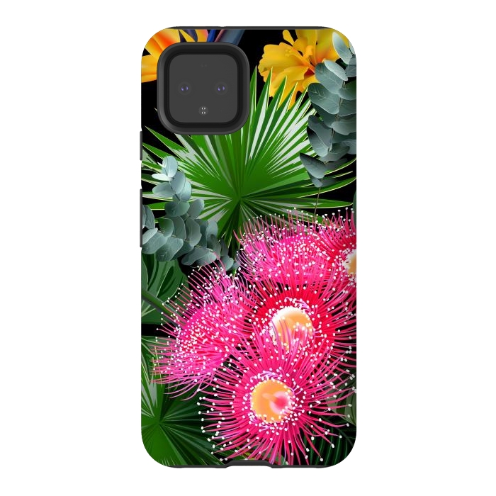 Pixel 4 StrongFit Tropical Flowers and Leaves, Seamless Pattern by ArtsCase