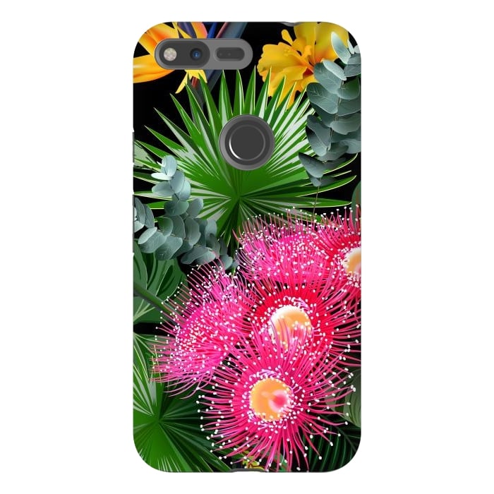 Pixel XL StrongFit Tropical Flowers and Leaves, Seamless Pattern by ArtsCase