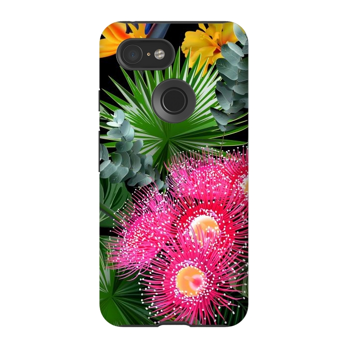 Pixel 3 StrongFit Tropical Flowers and Leaves, Seamless Pattern by ArtsCase