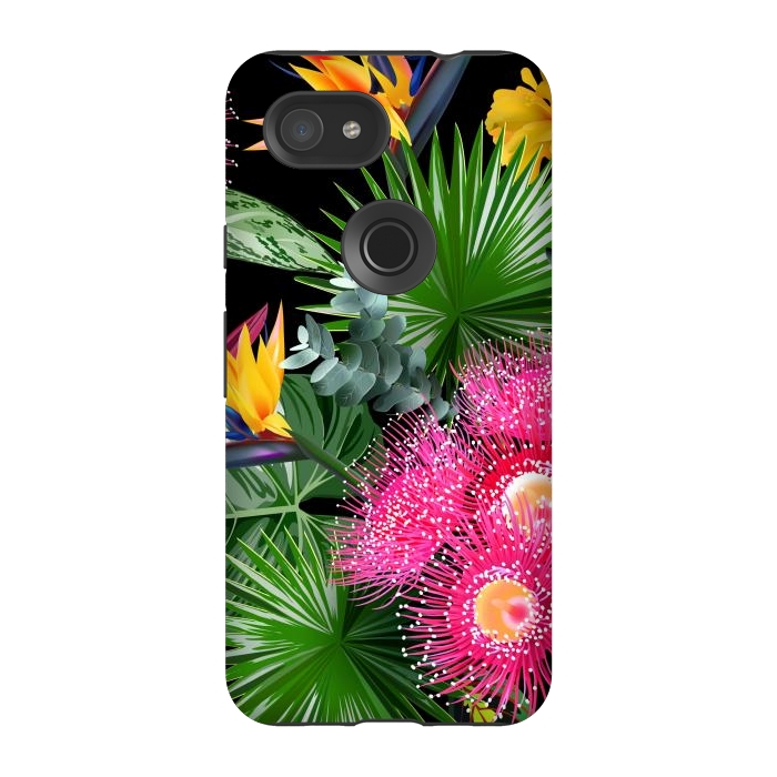 Pixel 3A StrongFit Tropical Flowers and Leaves, Seamless Pattern by ArtsCase