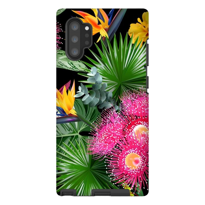 Galaxy Note 10 plus StrongFit Tropical Flowers and Leaves, Seamless Pattern by ArtsCase