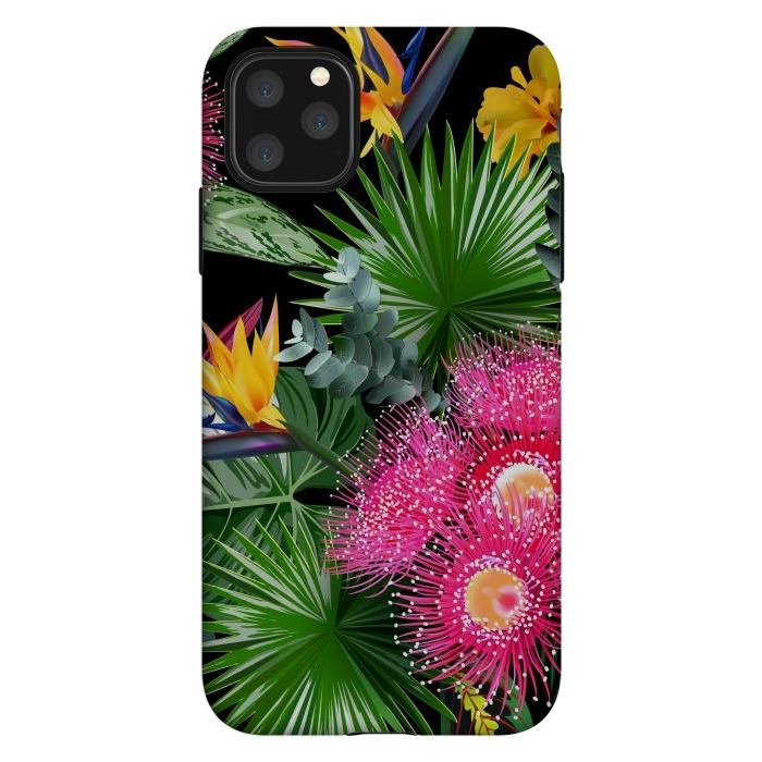 iPhone 11 Pro Max StrongFit Tropical Flowers and Leaves, Seamless Pattern by ArtsCase