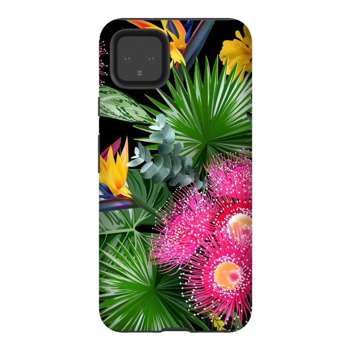 Pixel 4XL StrongFit Tropical Flowers and Leaves, Seamless Pattern by ArtsCase