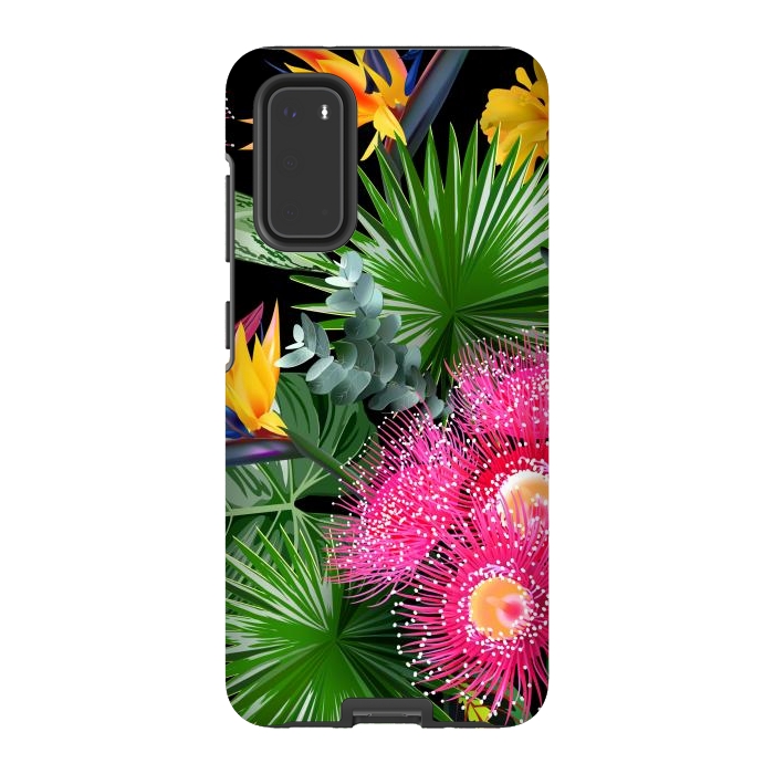 Galaxy S20 StrongFit Tropical Flowers and Leaves, Seamless Pattern by ArtsCase