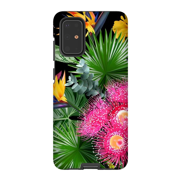 Galaxy S20 Plus StrongFit Tropical Flowers and Leaves, Seamless Pattern by ArtsCase