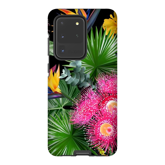 Galaxy S20 Ultra StrongFit Tropical Flowers and Leaves, Seamless Pattern by ArtsCase