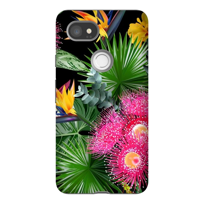 Pixel 2XL StrongFit Tropical Flowers and Leaves, Seamless Pattern by ArtsCase