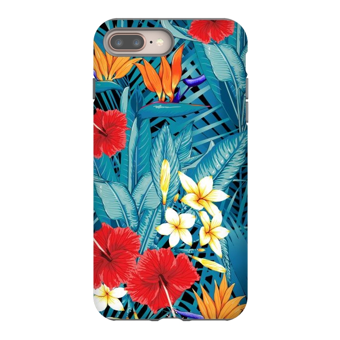 iPhone 7 plus StrongFit Tropical Flowers Hibiscus Frangipani Heliconias by ArtsCase