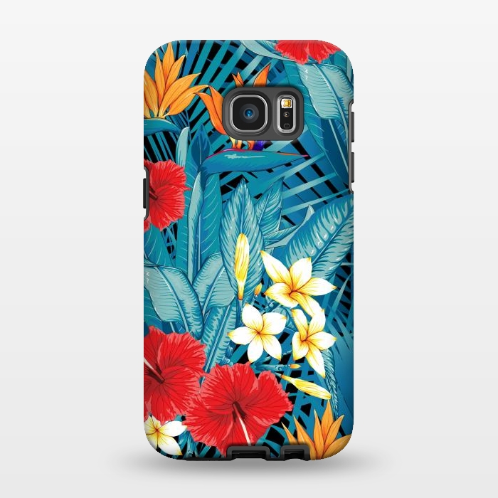 Galaxy S7 EDGE StrongFit Tropical Flowers Hibiscus Frangipani Heliconias by ArtsCase