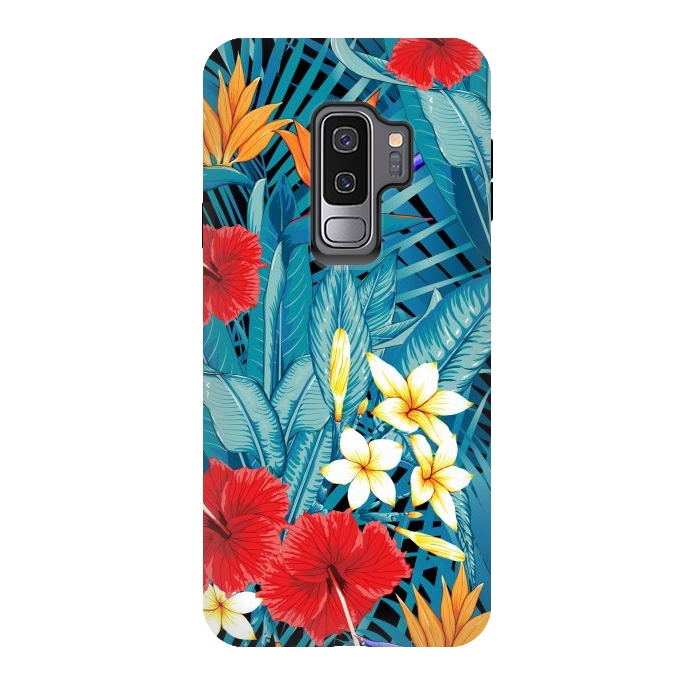 Galaxy S9 plus StrongFit Tropical Flowers Hibiscus Frangipani Heliconias by ArtsCase