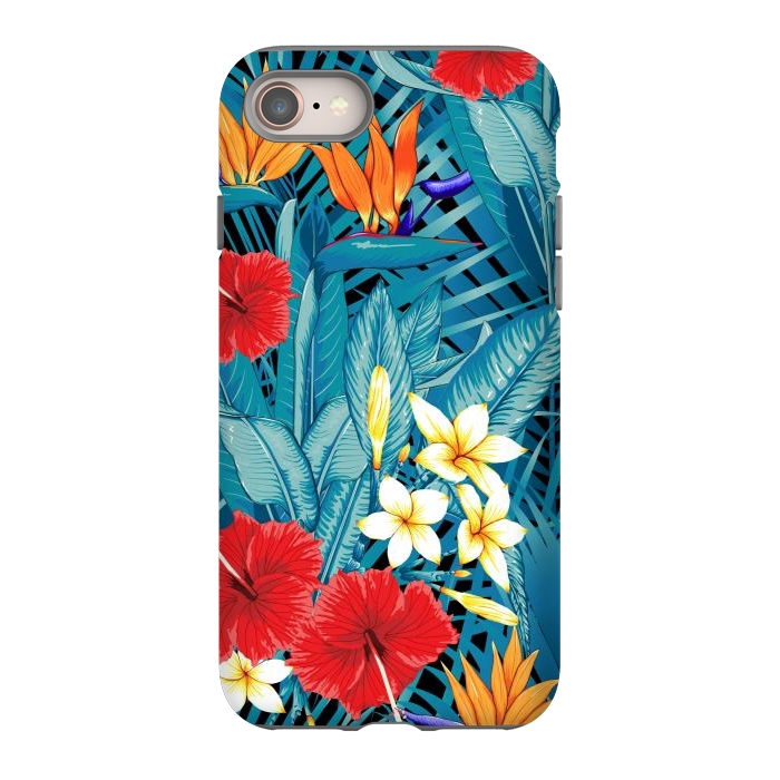 iPhone 8 StrongFit Tropical Flowers Hibiscus Frangipani Heliconias by ArtsCase