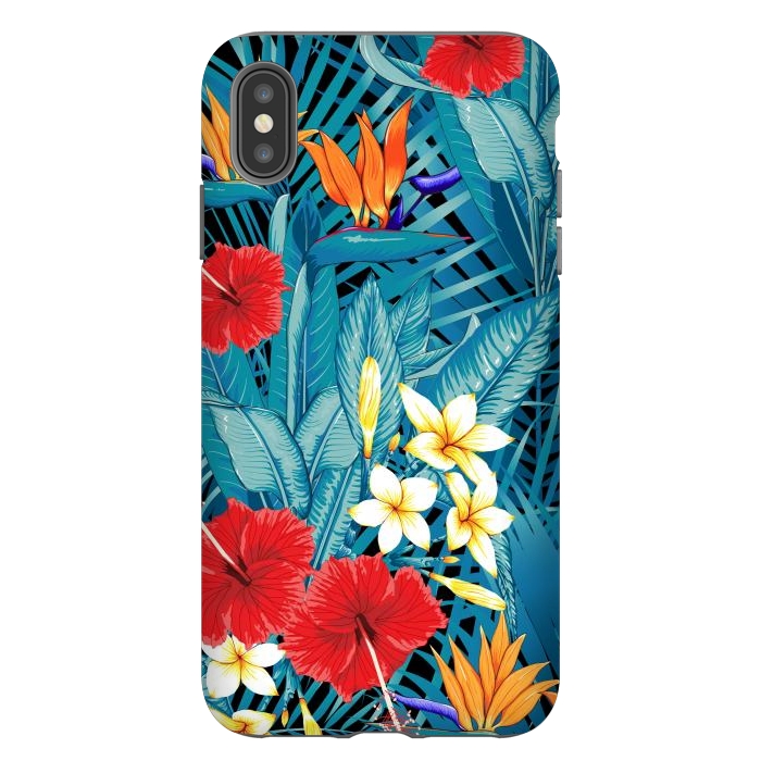 iPhone Xs Max StrongFit Tropical Flowers Hibiscus Frangipani Heliconias by ArtsCase