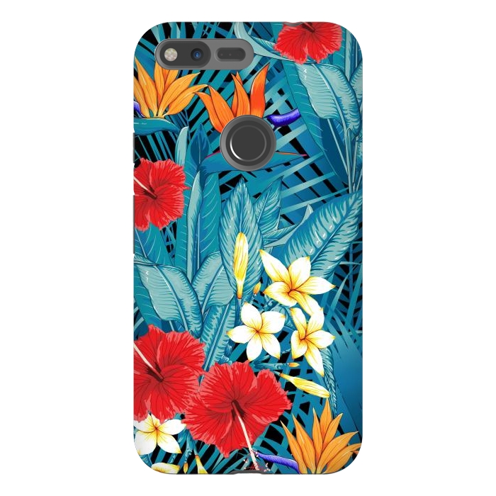 Pixel XL StrongFit Tropical Flowers Hibiscus Frangipani Heliconias by ArtsCase
