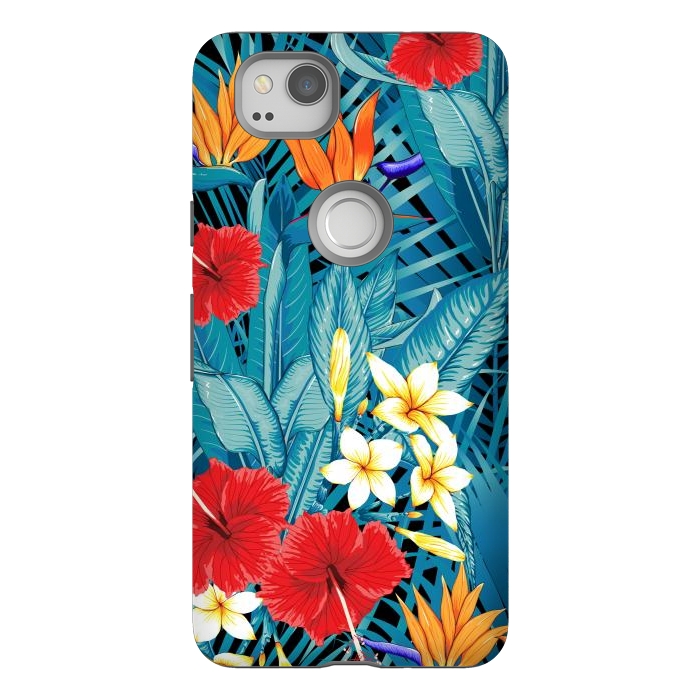 Pixel 2 StrongFit Tropical Flowers Hibiscus Frangipani Heliconias by ArtsCase