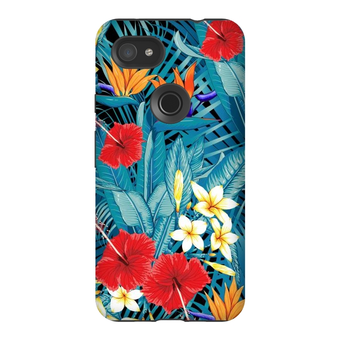 Pixel 3AXL StrongFit Tropical Flowers Hibiscus Frangipani Heliconias by ArtsCase