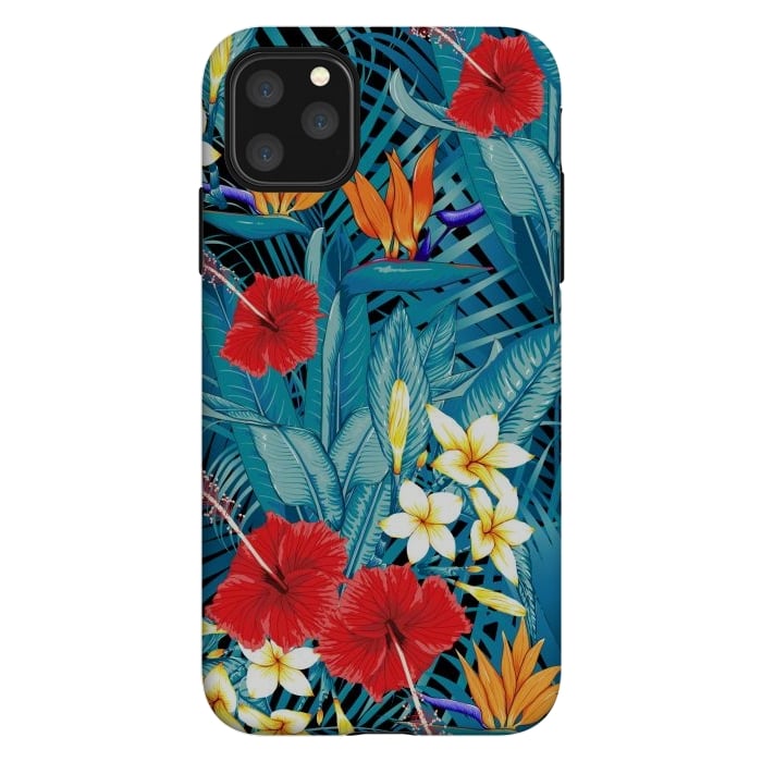iPhone 11 Pro Max StrongFit Tropical Flowers Hibiscus Frangipani Heliconias by ArtsCase