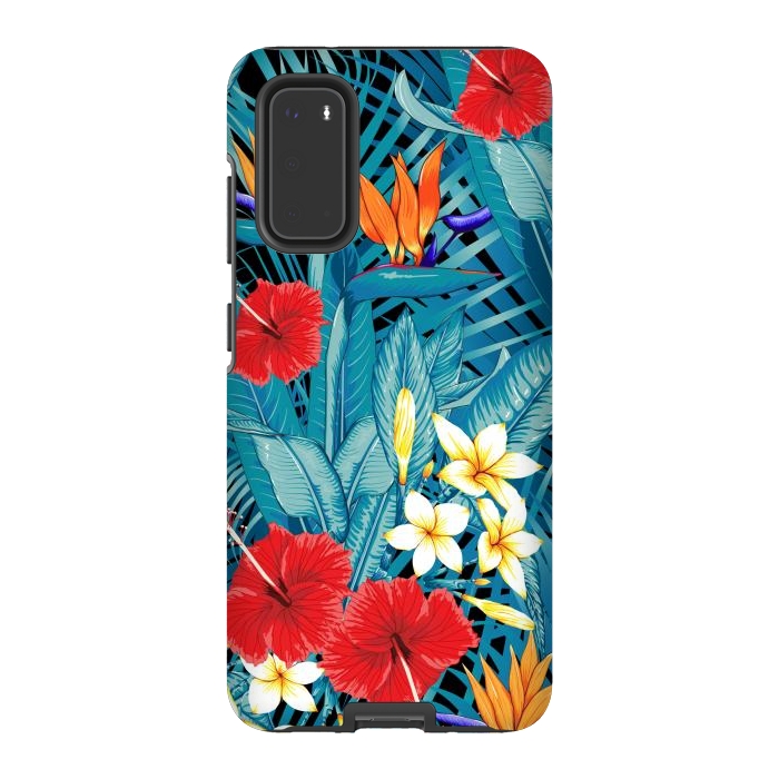 Galaxy S20 StrongFit Tropical Flowers Hibiscus Frangipani Heliconias by ArtsCase