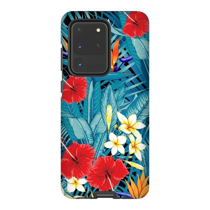 Galaxy S20 Ultra StrongFit Tropical Flowers Hibiscus Frangipani Heliconias by ArtsCase