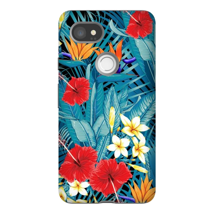 Pixel 2XL StrongFit Tropical Flowers Hibiscus Frangipani Heliconias by ArtsCase