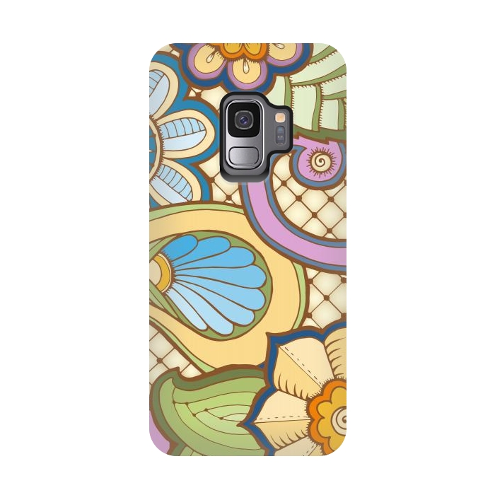 Galaxy S9 StrongFit Daisies Pattern with Circle Elements IV by ArtsCase