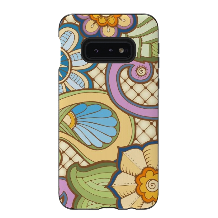 Galaxy S10e StrongFit Daisies Pattern with Circle Elements IV by ArtsCase