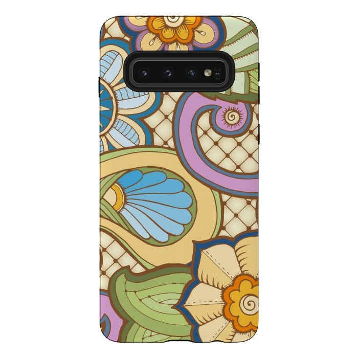 Galaxy S10 StrongFit Daisies Pattern with Circle Elements IV by ArtsCase