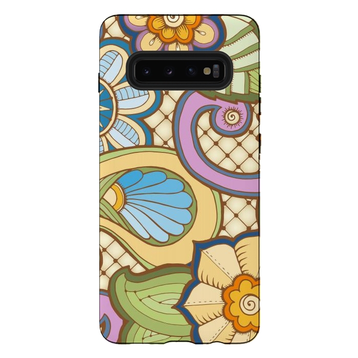 Galaxy S10 plus StrongFit Daisies Pattern with Circle Elements IV by ArtsCase