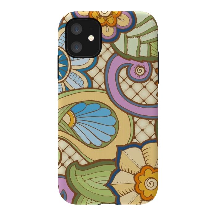 iPhone 11 StrongFit Daisies Pattern with Circle Elements IV by ArtsCase